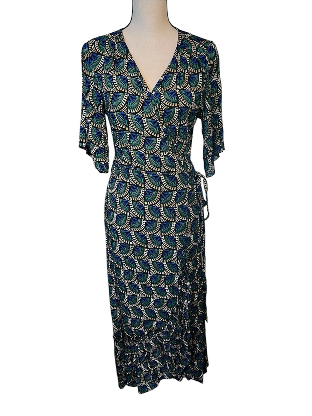 Silk & Salt Journey Maxi Wrap Dress Peacock Green L